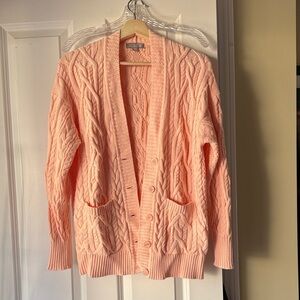 Excellent Condition J. Crew Women's Peach Cable Knit Cardigan